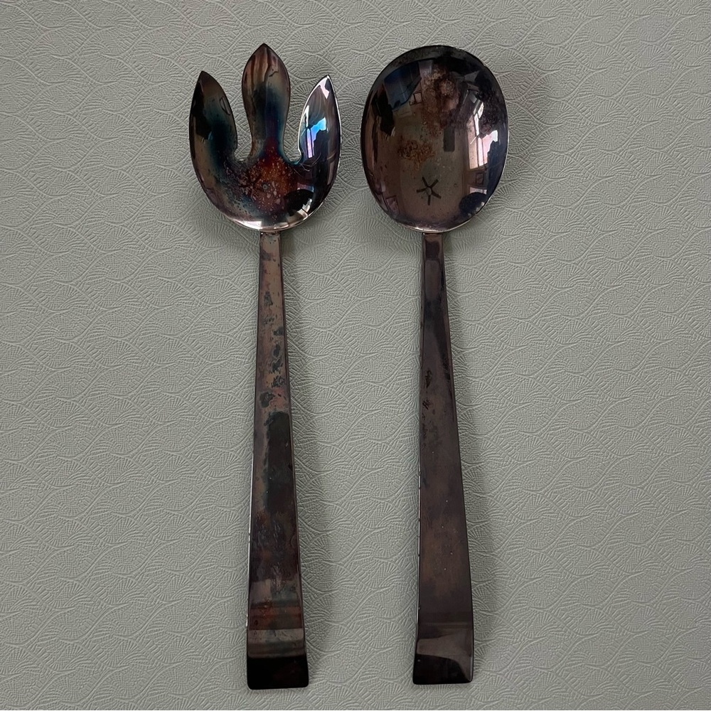 Vintage SSS Scandinavian Style Silverplate Salad Servers Set